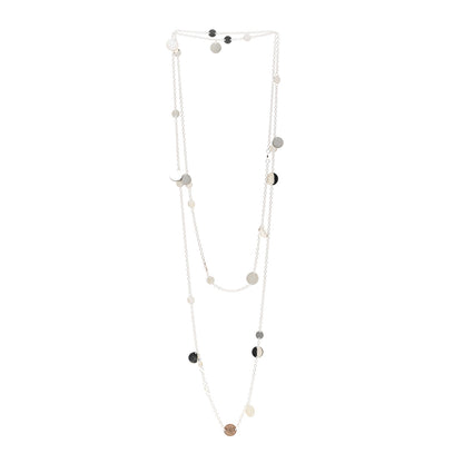 Hermes Sterling Silver 18K Rose Gold Confettis Long Necklace 3 of 6