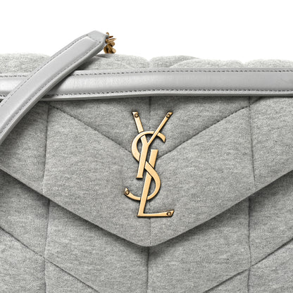 Saint Laurent Jersey Quilted Small Loulou Puffer Monogram Chain Satchel Chalk Beige 8 of 10