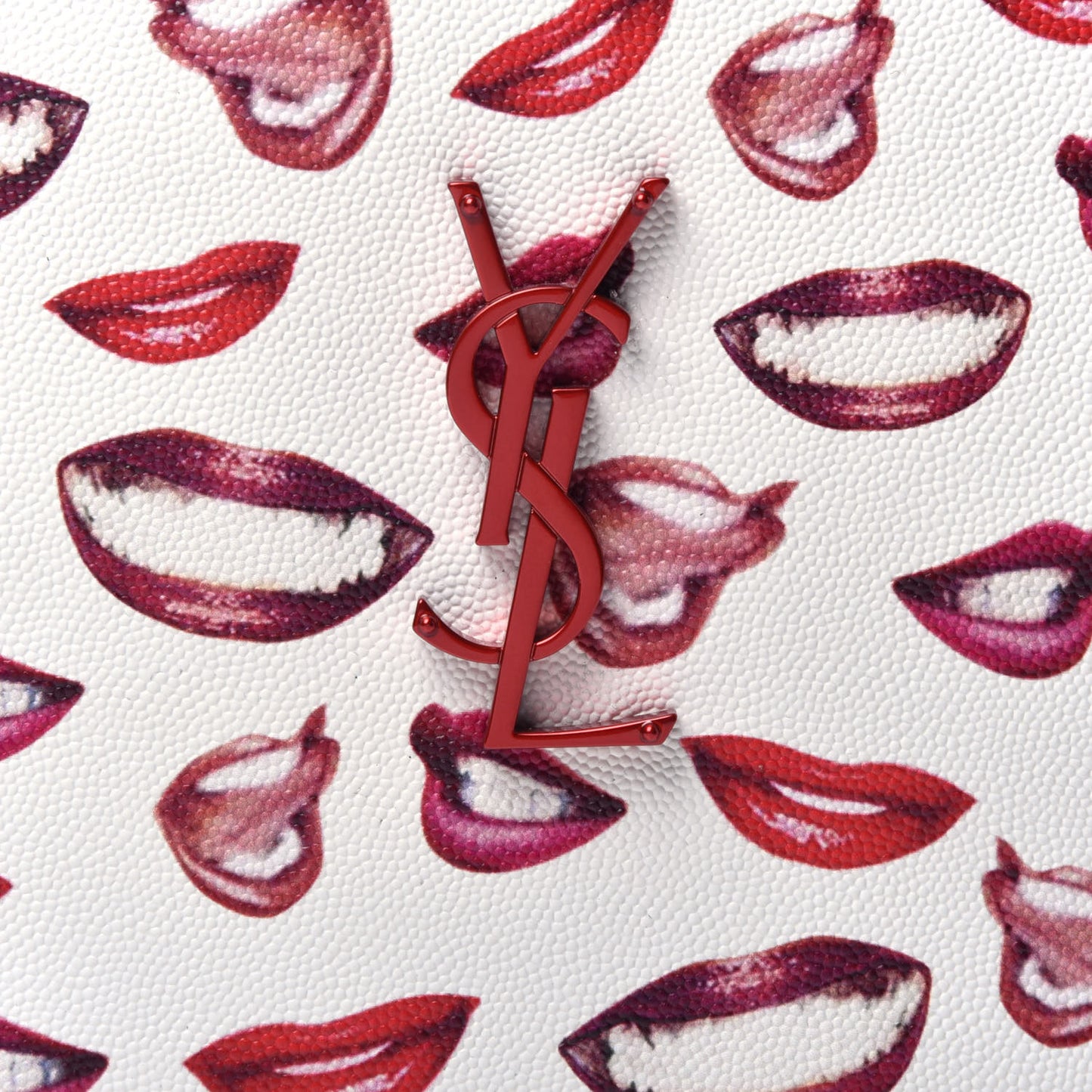 Grain De Poudre Lips Print Medium Classic Monogram Camera Bag White Red