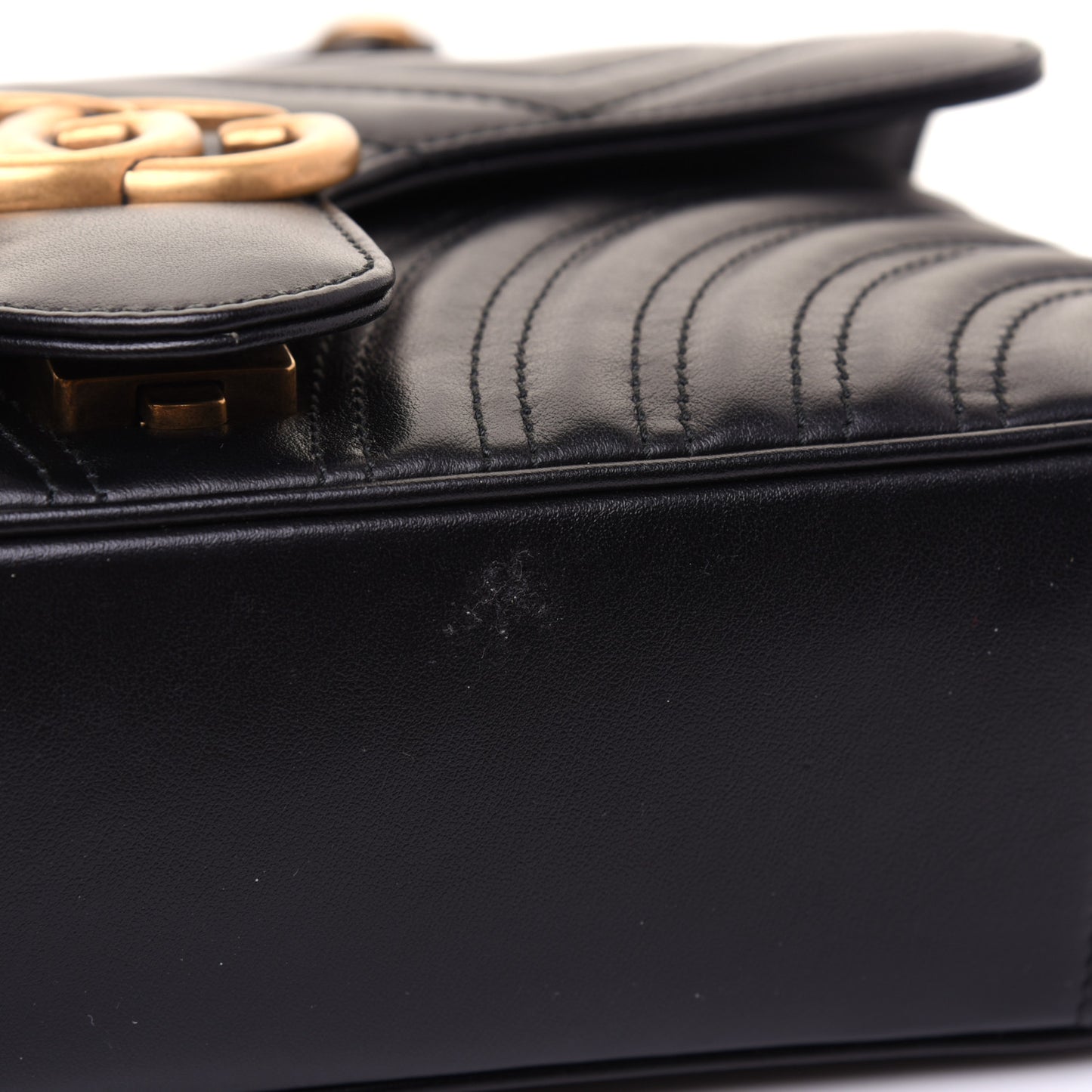 Calfskin Matelasse Small GG Marmont Shoulder Bag Black