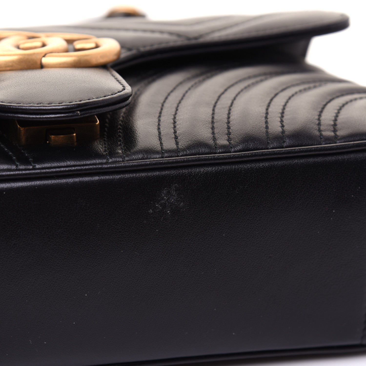 Gucci Calfskin Matelasse Small GG Marmont Shoulder Bag Black 14 of 19