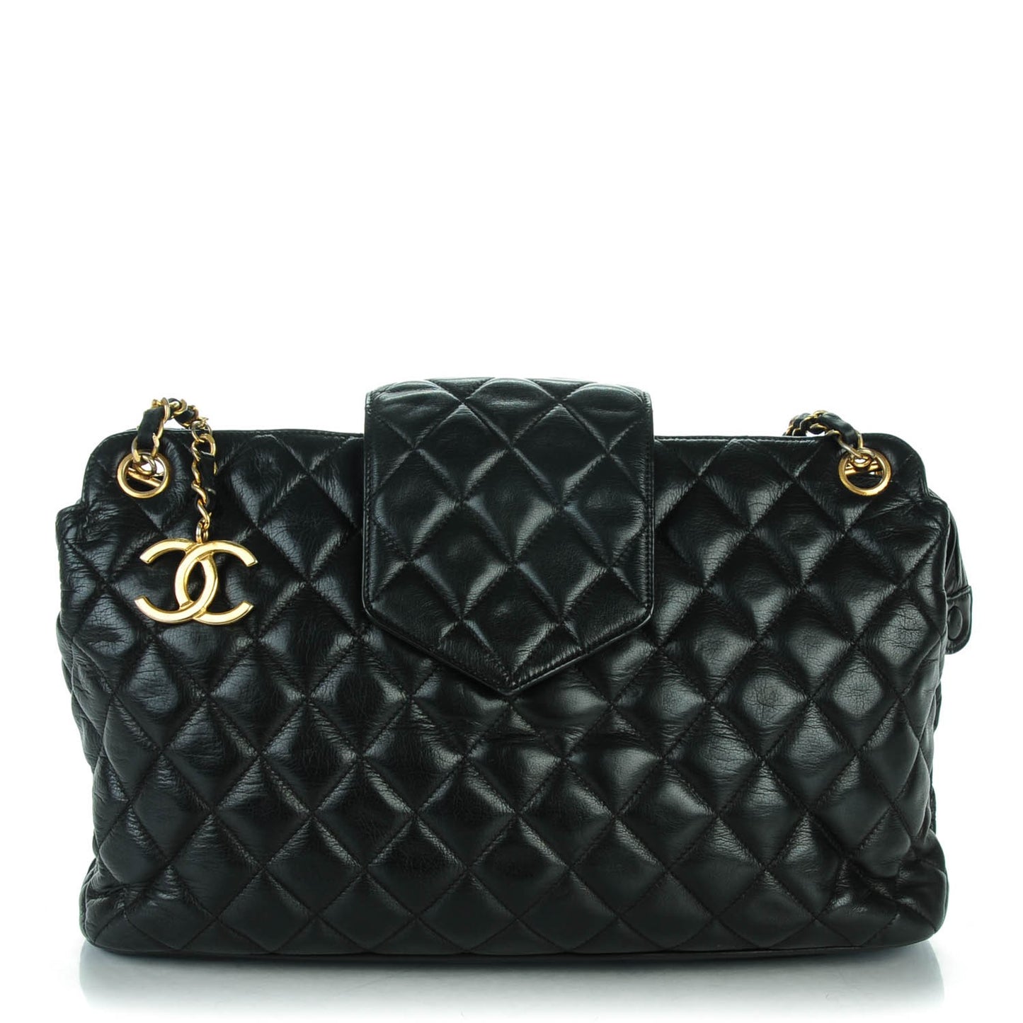 Lambskin Quilted Shoulder Bag Black