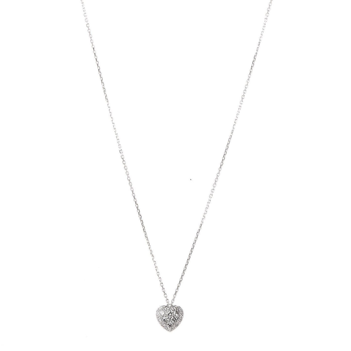 18K White Gold Diamonds Bubble Heart Necklace