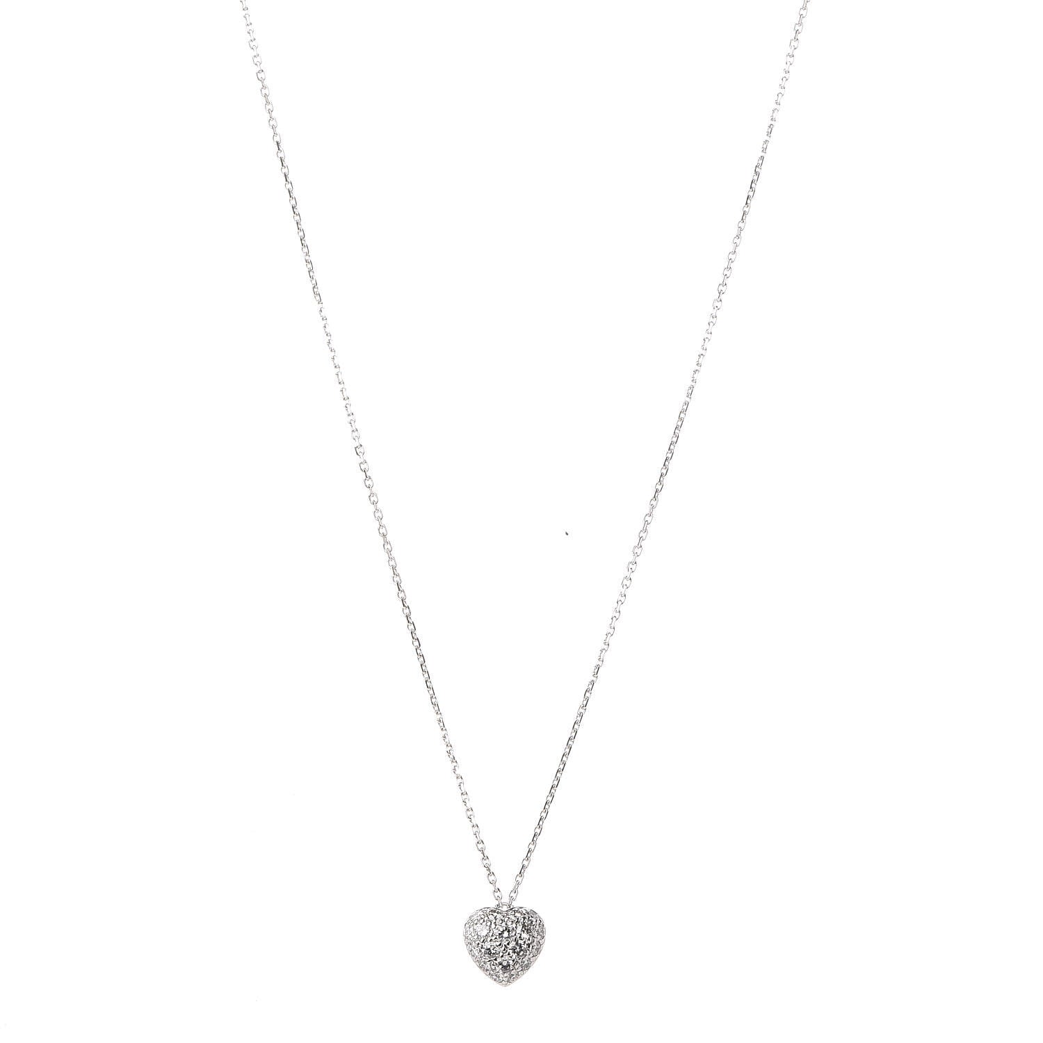 Cartier 18K White Gold Diamonds Bubble Heart Necklace 4 of 6