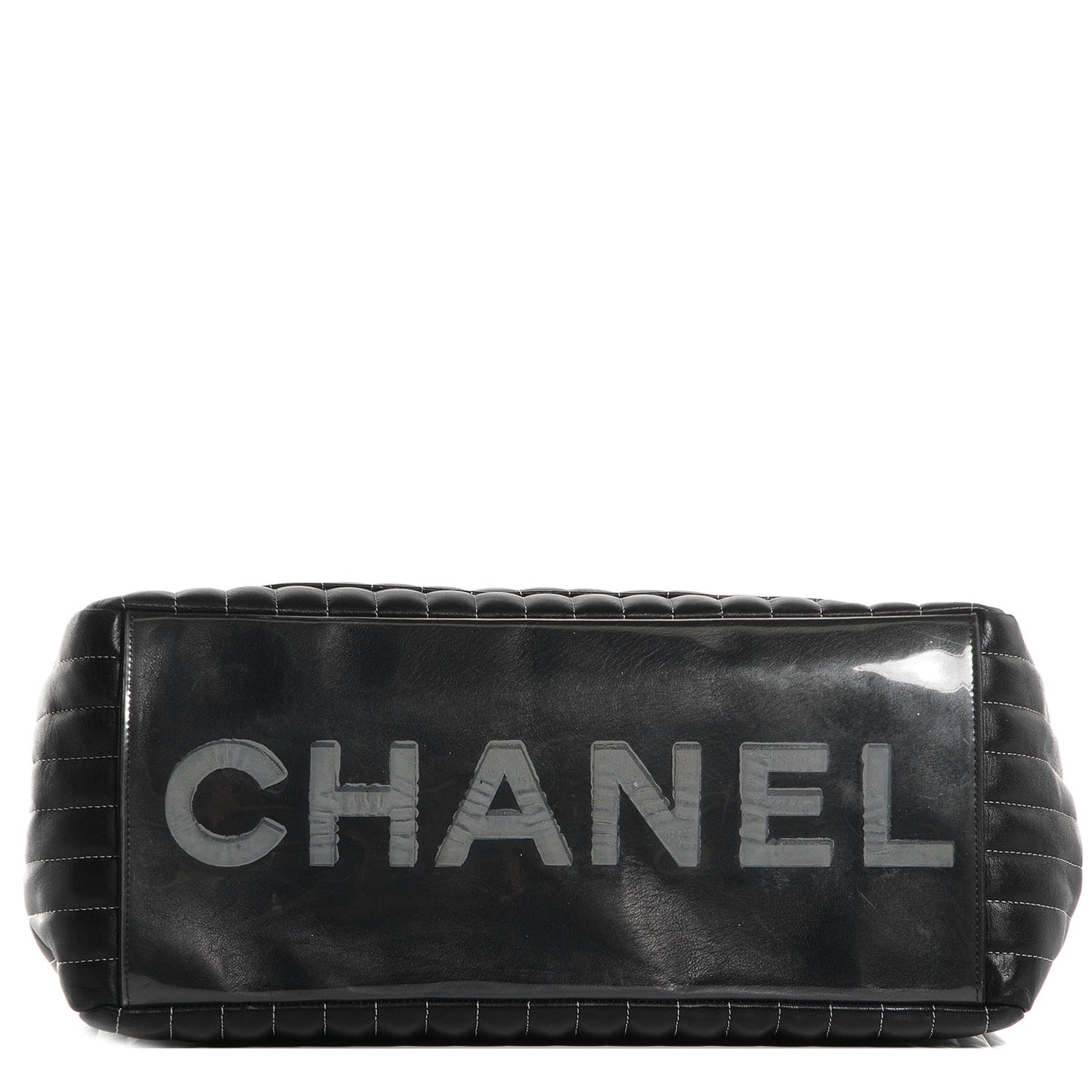 Lambskin Vertical Quilted Large Mademoiselle Tote Black