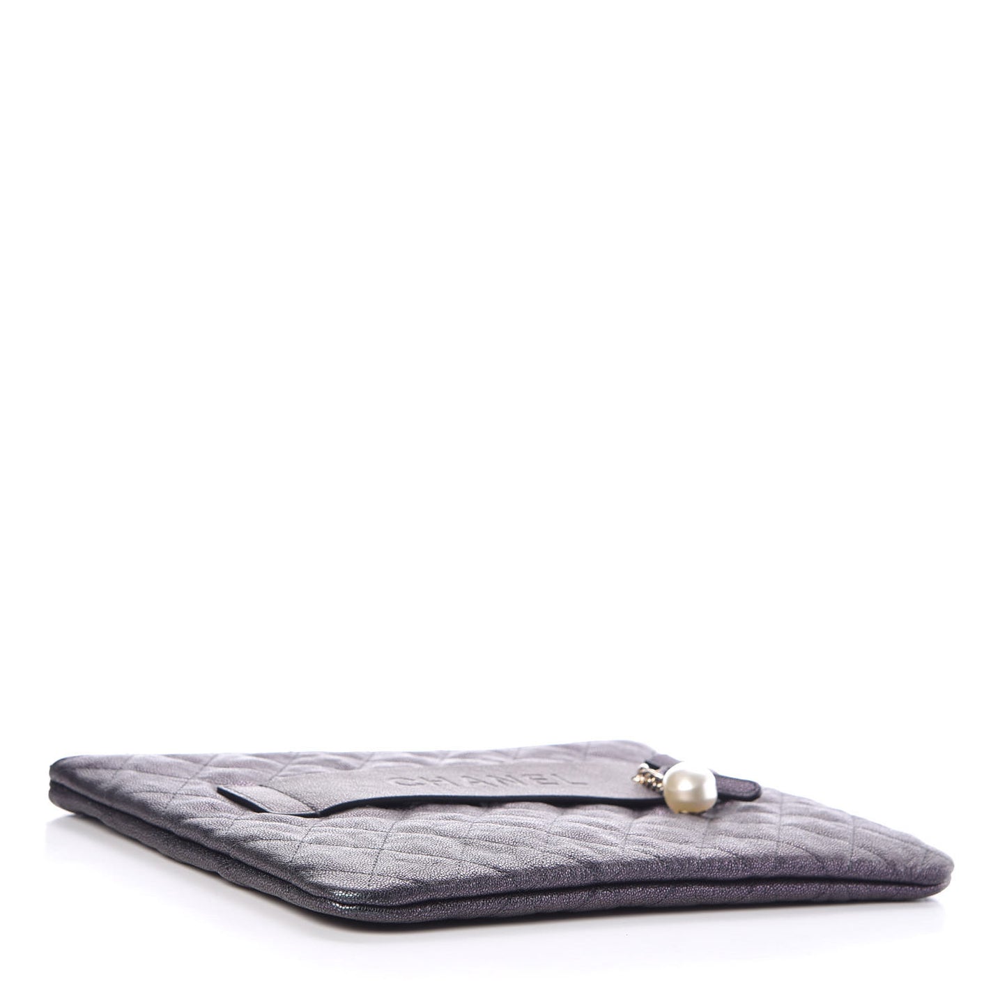 Iridescent Caviar Medium Night by the C Pouch Clutch Black