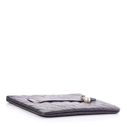 Chanel Iridescent Caviar Medium Night by the C Pouch Clutch Black 4 of 9