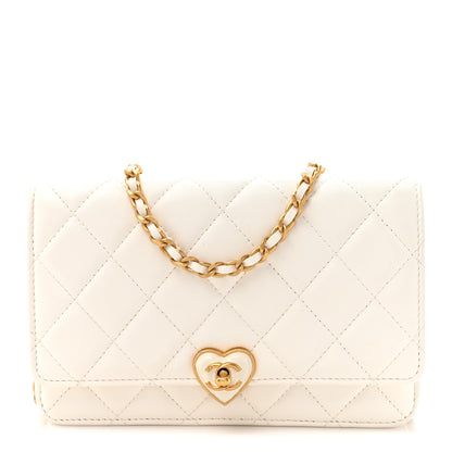 Chanel Lambskin Plexiglass Quilted Coco Love Wallet On Chain WOC White 1 of 13
