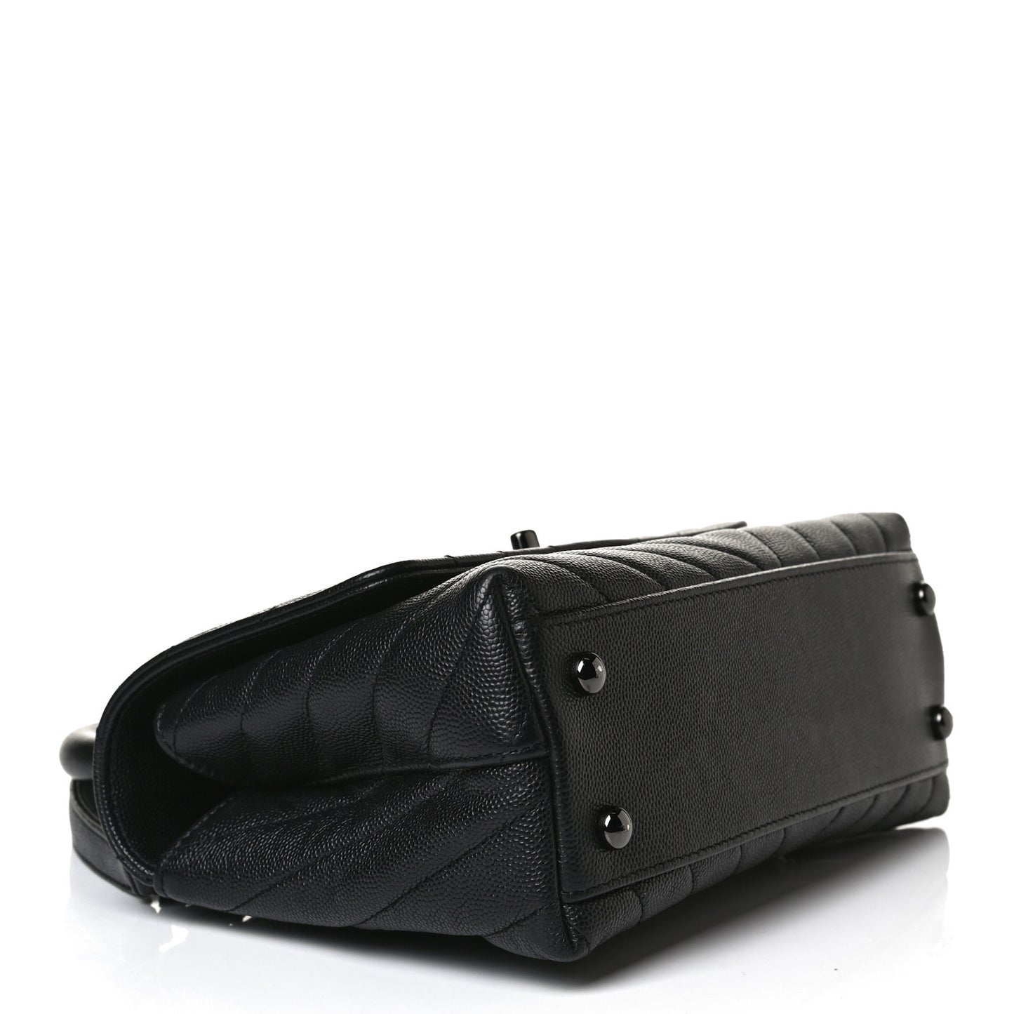 Caviar Chevron Quilted Mini Coco Handle Flap So Black