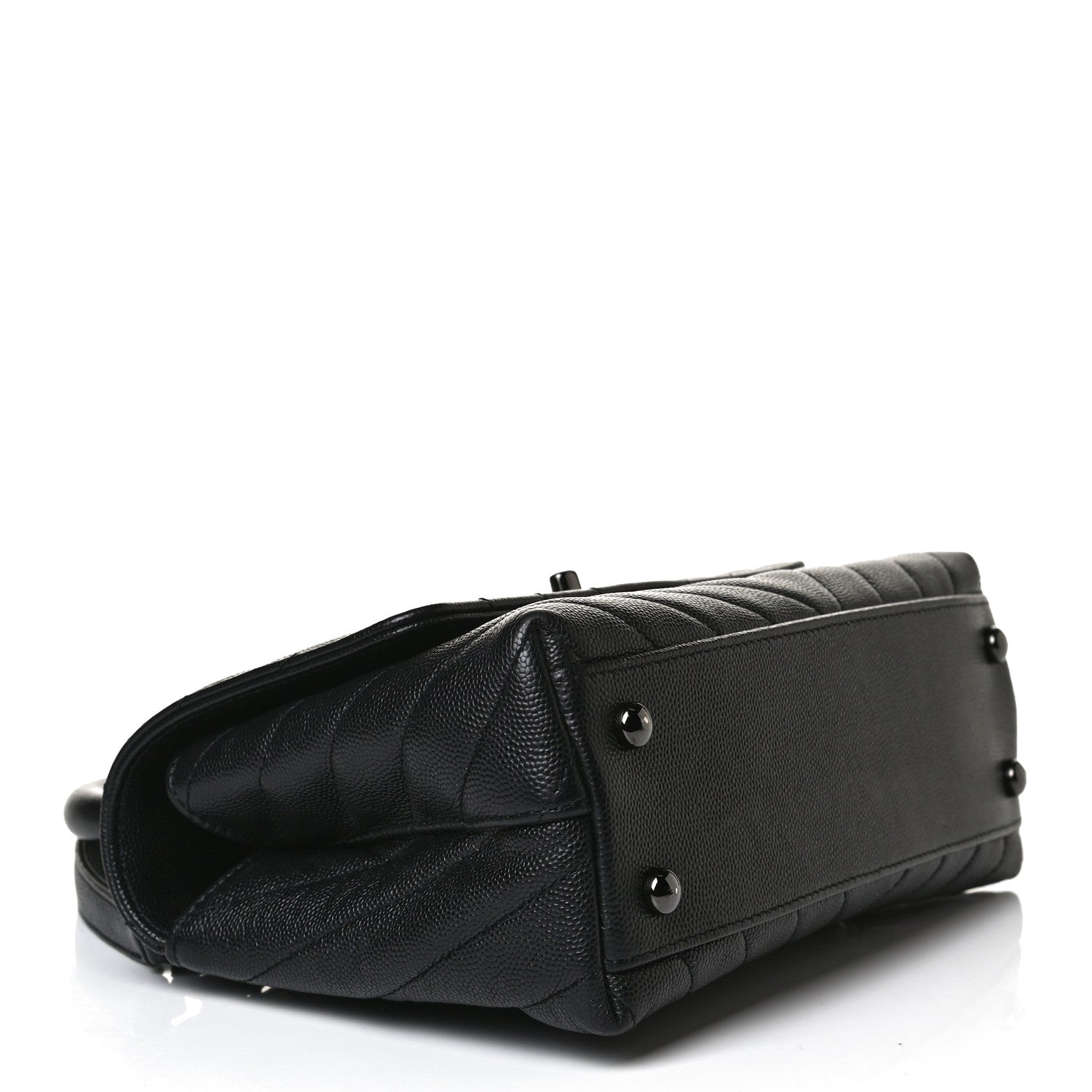 Chanel Caviar Chevron Quilted Mini Coco Handle Flap So Black 4 of 13