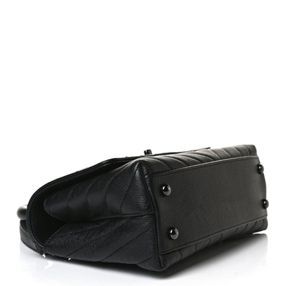 Chanel Caviar Chevron Quilted Mini Coco Handle Flap So Black 4 of 13