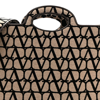 Valentino Garavani Toile Iconographe Goatskin Le Troisieme Shopping Bag Naturale Black Fondant 8 of 10