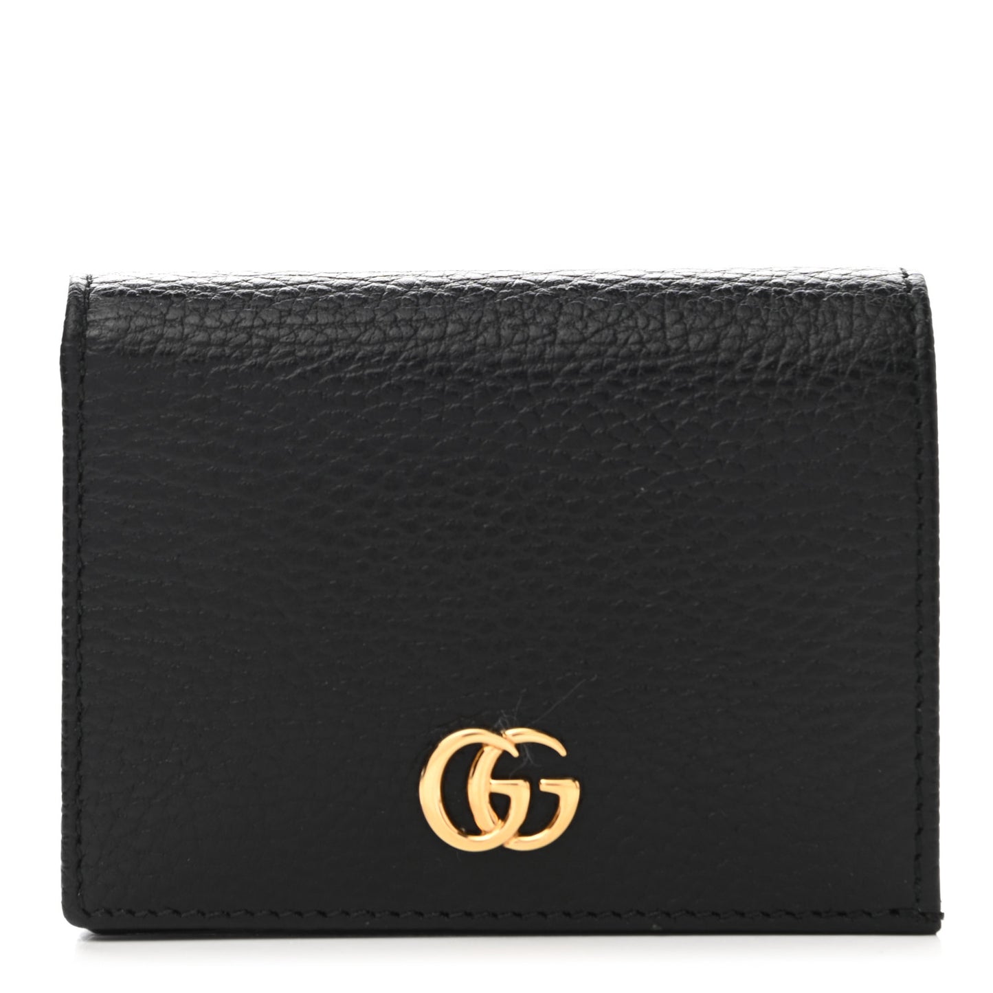 Pebbled Calfskin GG Marmont Card Case Black