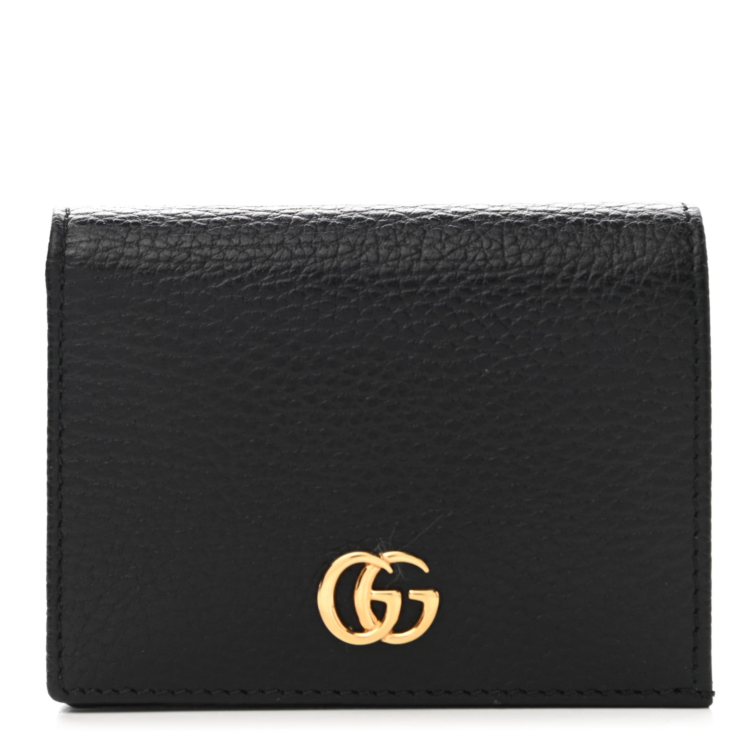 Gucci Pebbled Calfskin GG Marmont Card Case Black 1 of 8