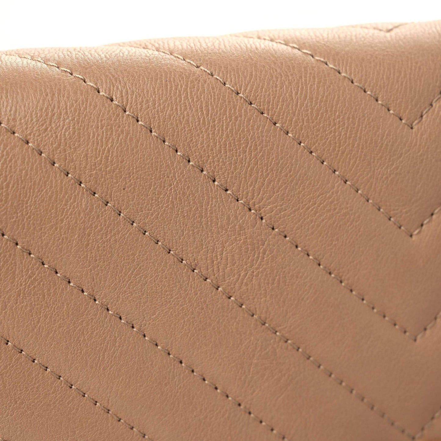 Calfskin Chevron Quilted Wallet On Chain WOC Beige