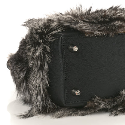 Christian Louboutin Calfskin Empire Fox Fur Small Eloise Tote Silver Black 8 of 9