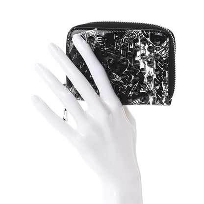 Christian Louboutin Patent Nicograf Spiked Panettone Coin Purse Black White 2 of 7