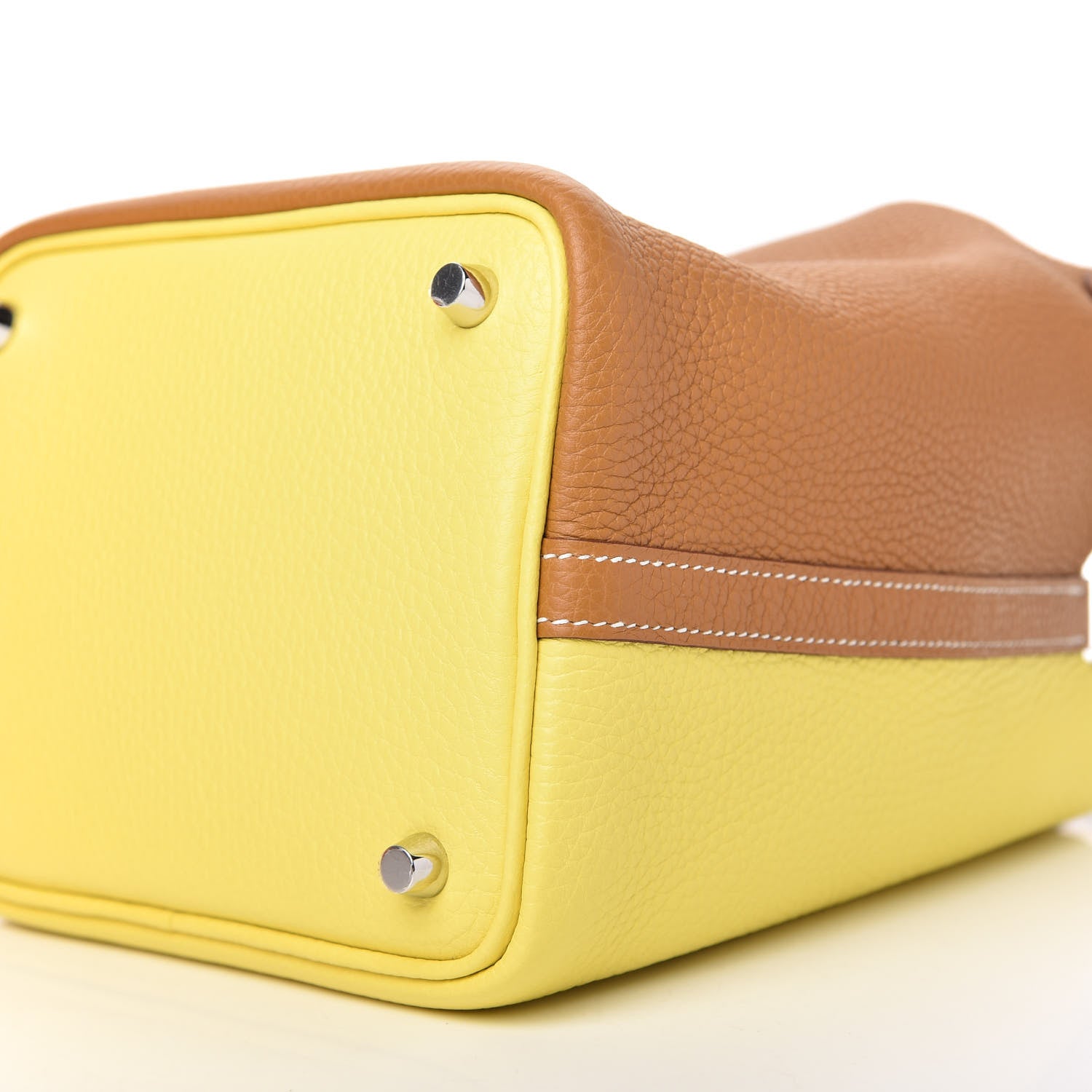 Hermes Taurillon Clemence Casaque Picotin Lock 18 PM Lime Sesame 7 of 10