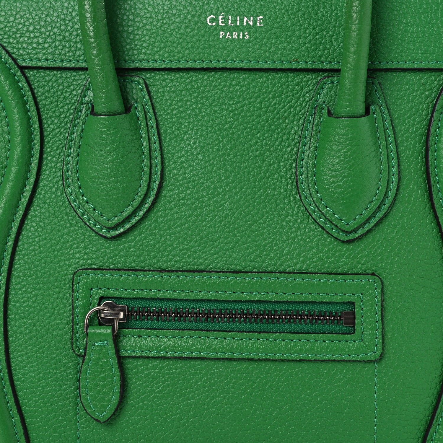 Celine Drummed Calfskin Nano Luggage Mint 9 of 11