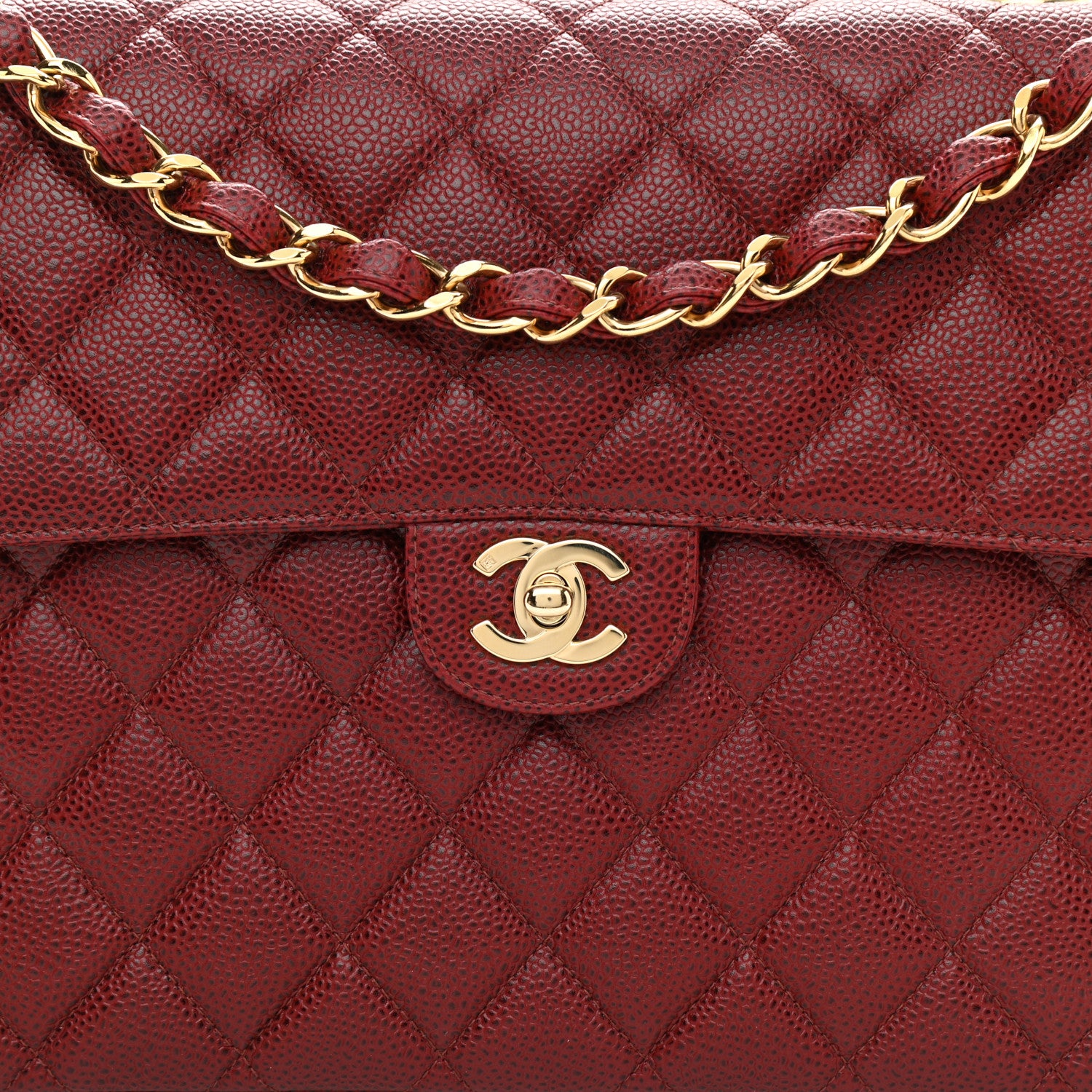 Chanel Caviar Quilted Jumbo Single Flap Bordeaux 9 of 11