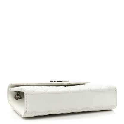 Saint Laurent Grain De Poudre Textured Mixed Matelasse Medium Triquilt Monogram Satchel White 4 of 20