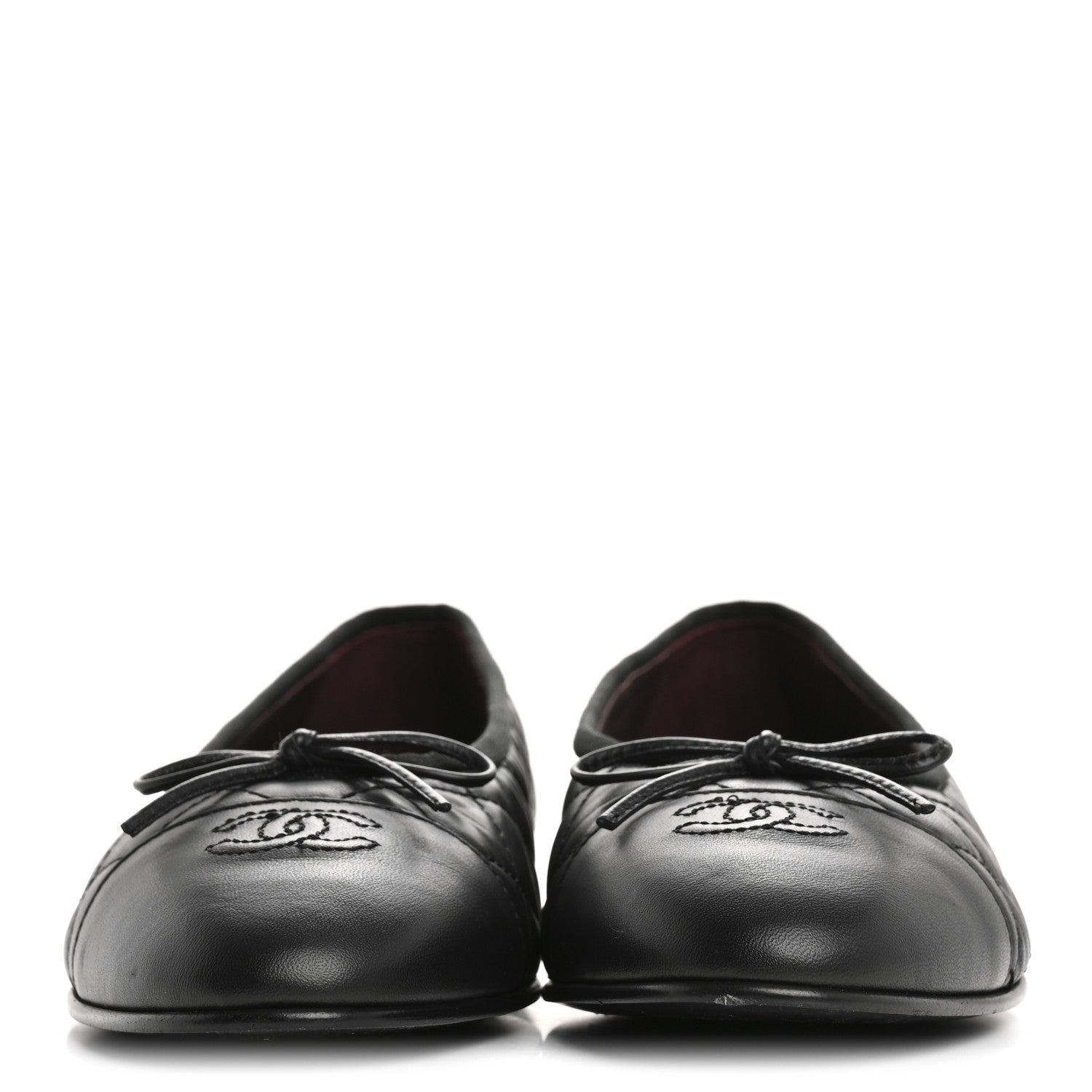 Chanel Aged Calfskin Quilted CC Cap Toe Ballerina Flats 40 Black 3 of 12