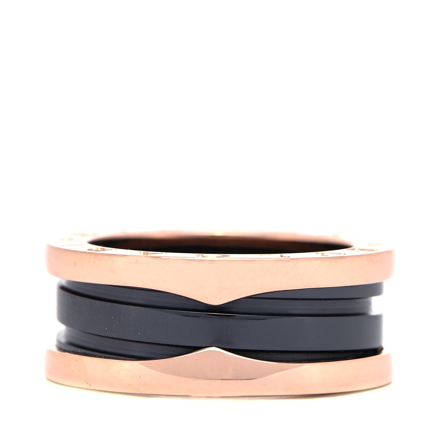 18K Rose Gold Black Ceramic B.Zero1 Two-Band Ring 50 5.25