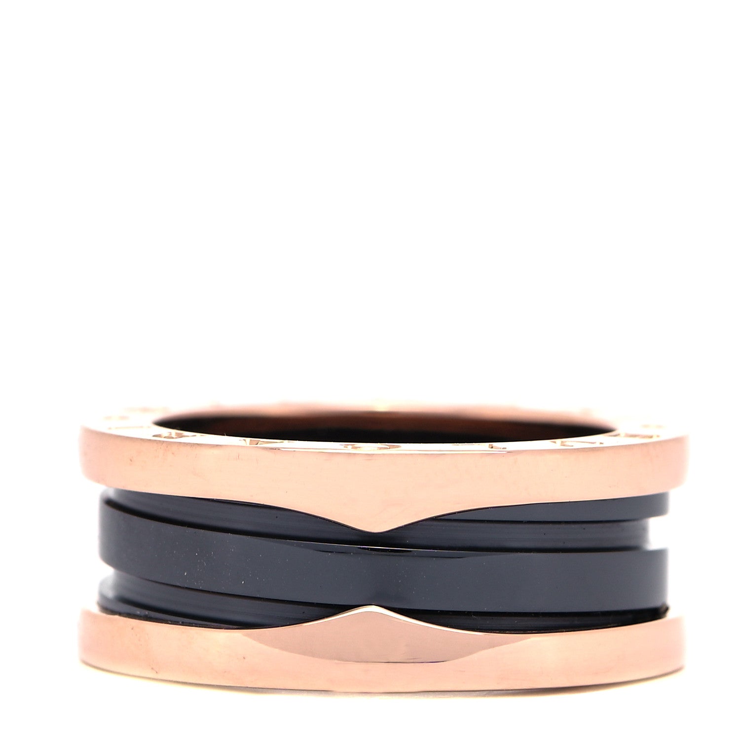 Bulgari 18K Rose Gold Black Ceramic B.Zero1 Two-Band Ring 50 5.25 3 of 7