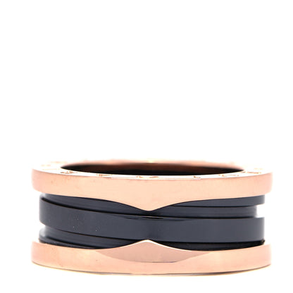 Bulgari 18K Rose Gold Black Ceramic B.Zero1 Two-Band Ring 50 5.25 3 of 7