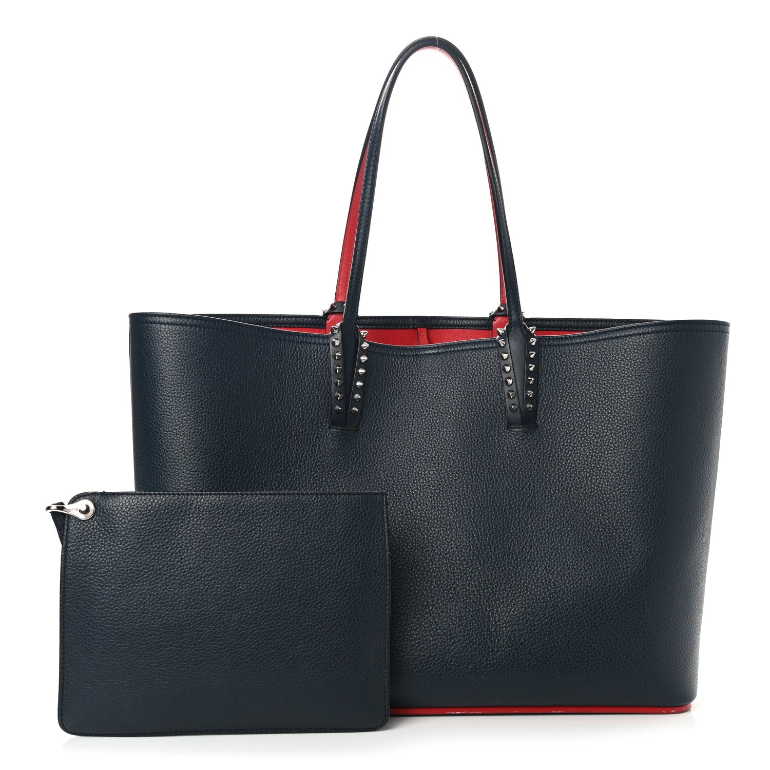 Christian Louboutin Calfskin Spikes East West Cabata Tote Navy 1 of 12