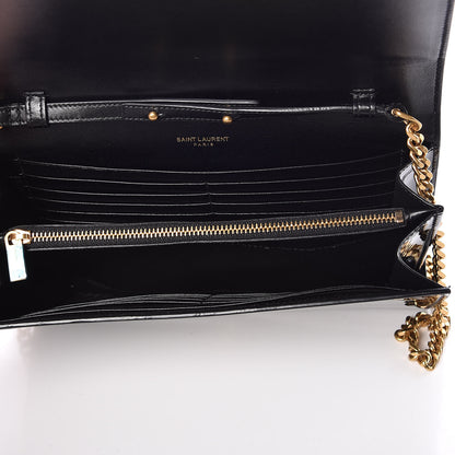 Saint Laurent Patent Calfskin Monogram Kate Wallet On Chain Black 5 of 9