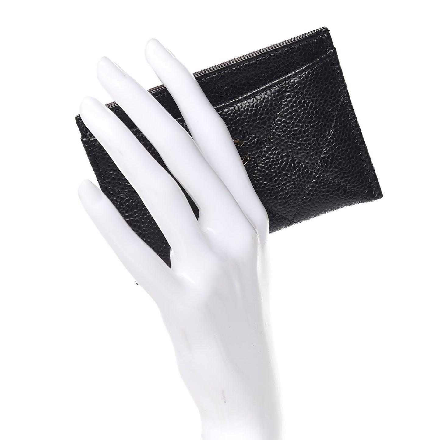 Caviar Quilted Card Holder Black