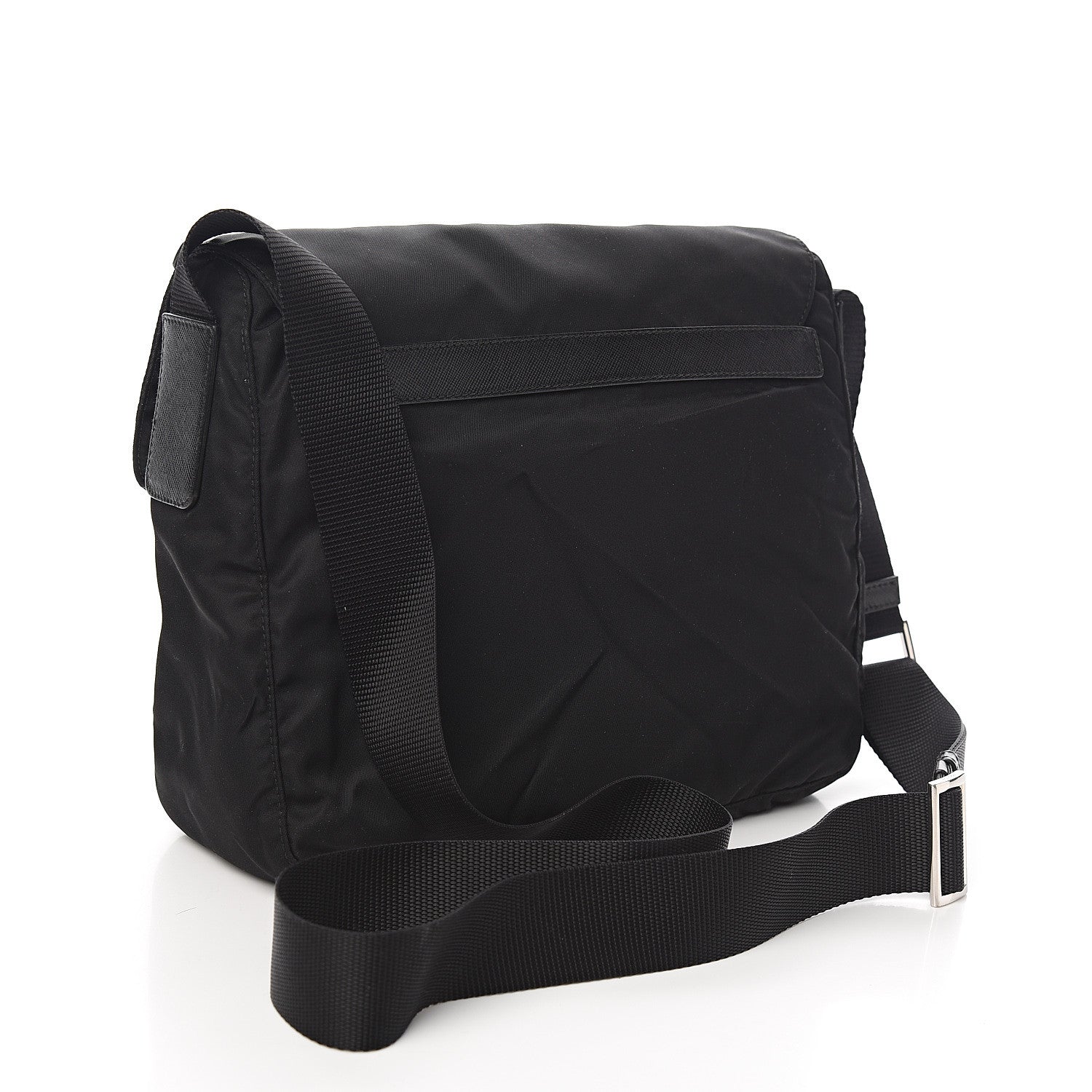 Prada Tessuto Nylon Saffiano Messenger Bag Black 2 of 9