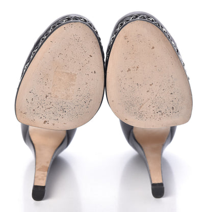 Chanel Lambskin CC Cap Toe Platform Chain Pumps 35.5 Black 7 of 13