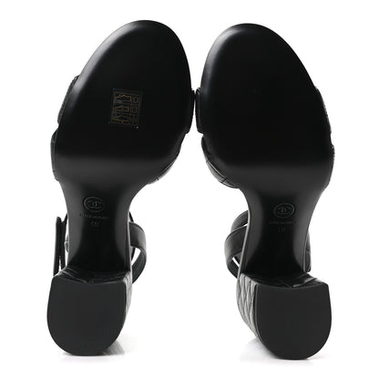 Chanel Lambskin Quilted Sandals 40 Black 6 of 10