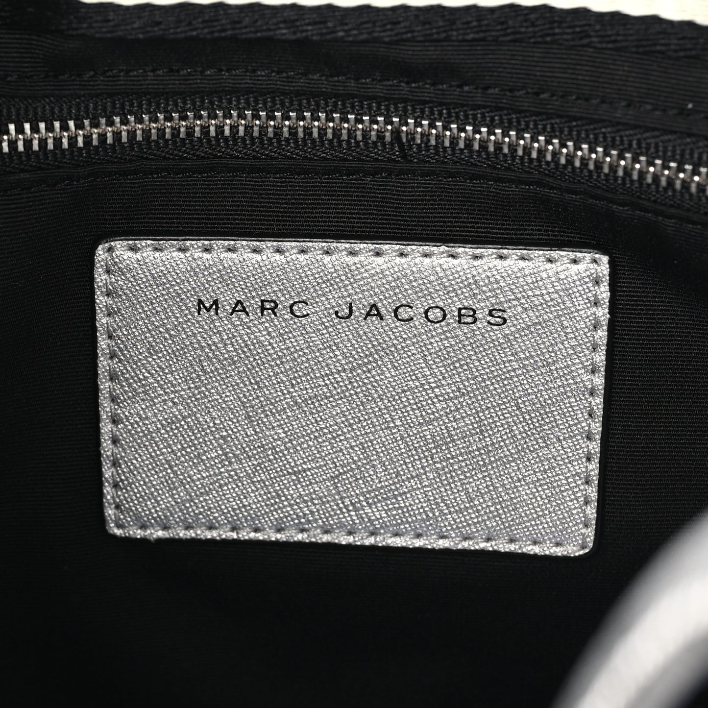Metallic Saffiano Embossed Logo East West Shopper Tote Silver