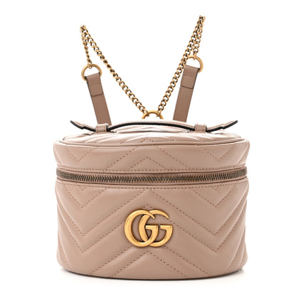 Gucci Calfskin Matelasse Mini GG Marmont Round Backpack Porcelain Rose 1 of 10