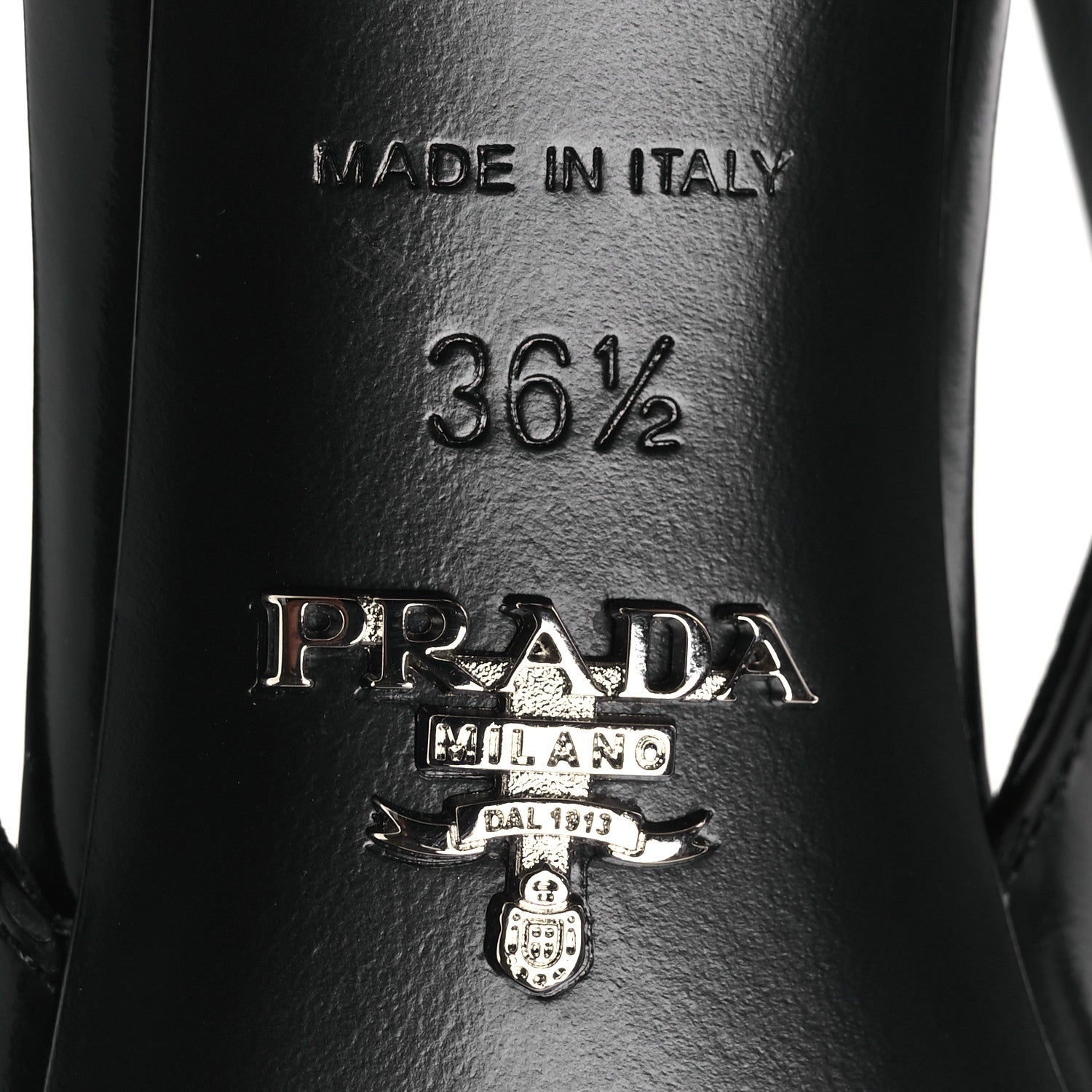 Prada Spazzolato Triangle Logo Pointed Toe 75mm Slingback Pumps 36.5 Black 8 of 10