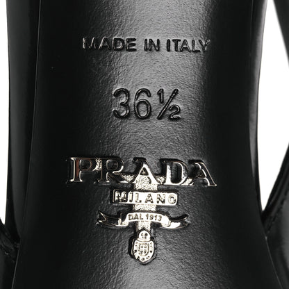 Prada Spazzolato Triangle Logo Pointed Toe 75mm Slingback Pumps 36.5 Black 8 of 10