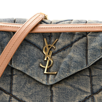 Saint Laurent Denim Quilted Small Loulou Puffer Monogram Chain Satchel Blue Cinnamon 8 of 14