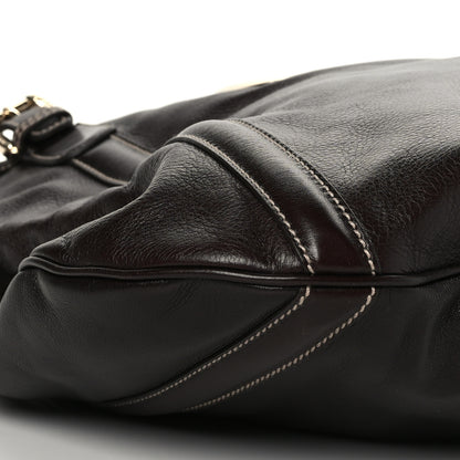 Gucci Calfskin Medium Britt Tote Dark Brown 7 of 8