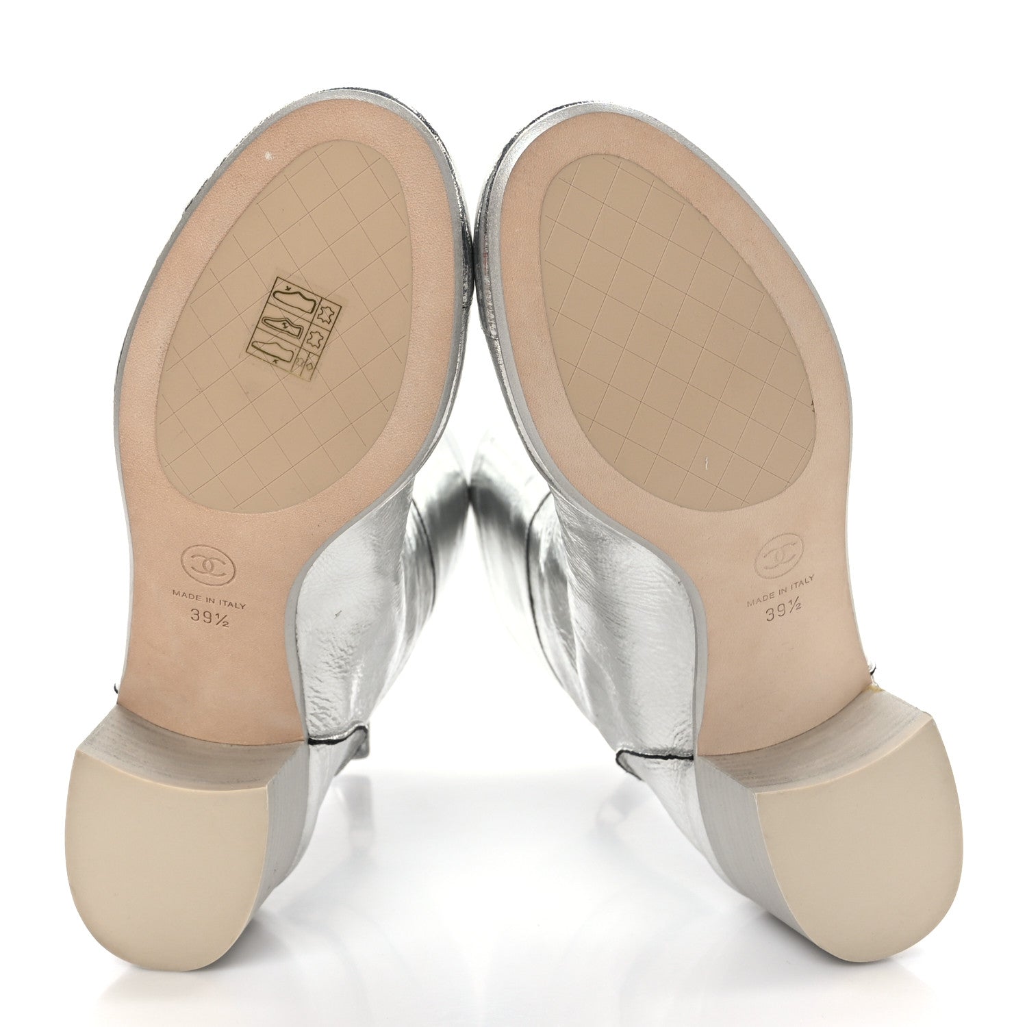 Chanel Laminated Goatskin Short Boots 39.5 Silver 5 of 8