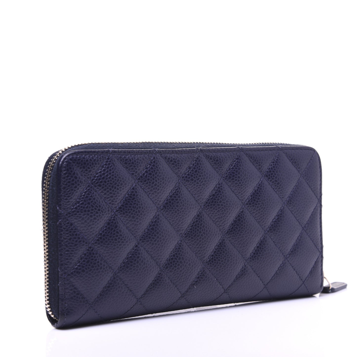 Caviar Quilted Large Gusset Zip Around Wallet Navy
