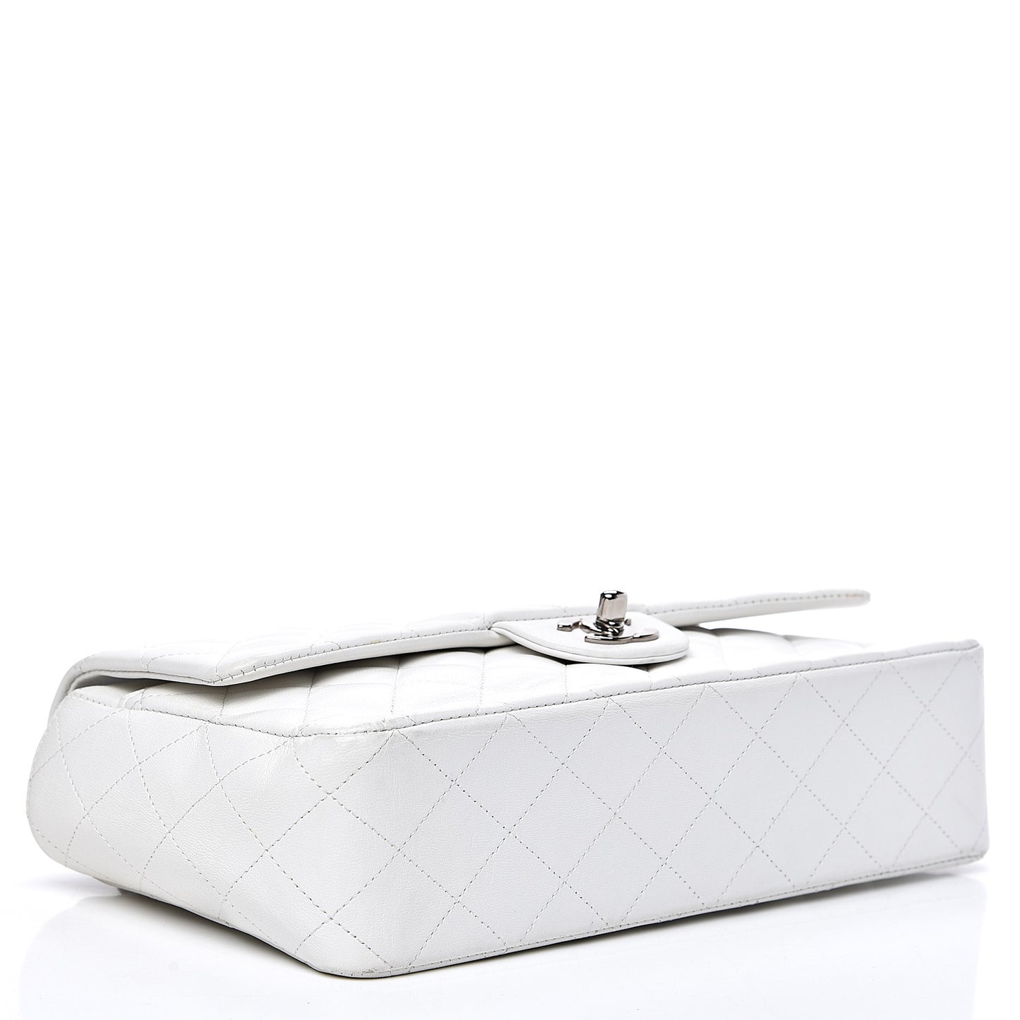 Lambskin Quilted Medium Single Flap White