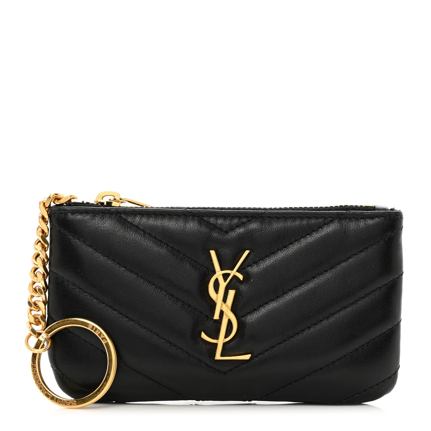 Saint Laurent Calfskin Matelasse Monogram Key Pouch Black 1 of 7