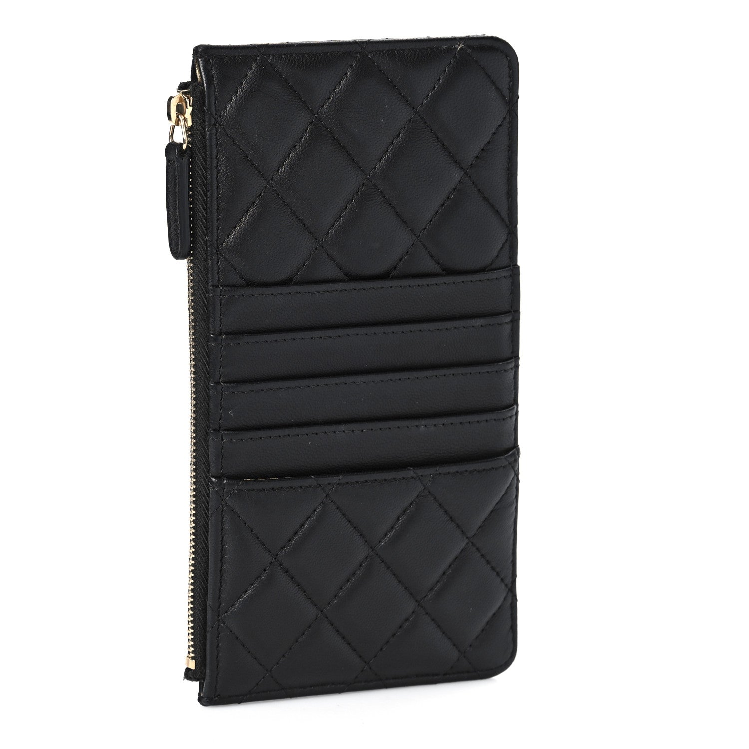 Chanel Lambskin Quilted Egyptian Amulet Classic Flat Wallet Pouch Black 3 of 10