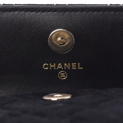 Chanel Velvet Quilted Pearl Crush Clutch With Chain Black 6 of 13