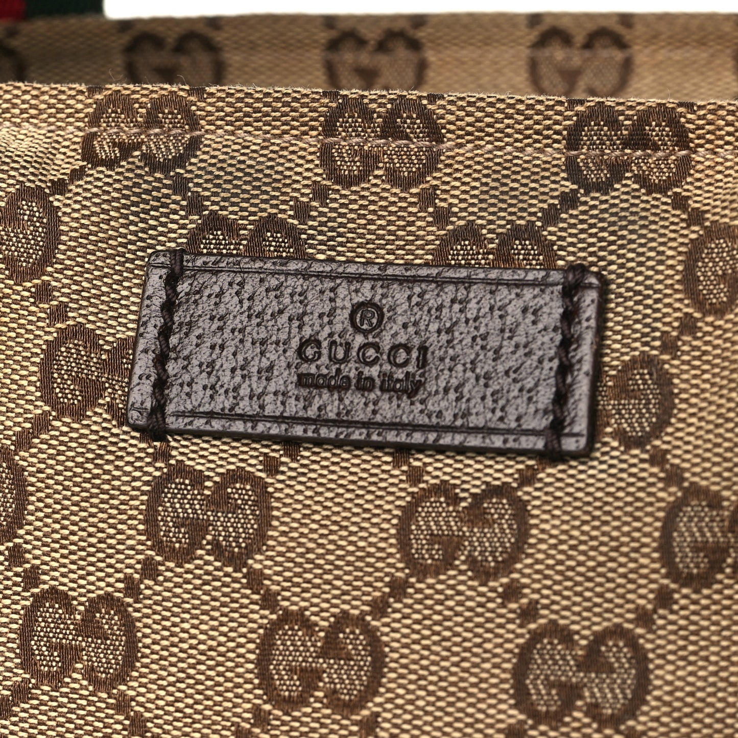 GG Monogram Medium Web Handle Bucket Tote Dark Brown