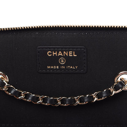 Chanel Raffia Jute Striped Small Vanity Case With Chain Black Beige 8 of 11