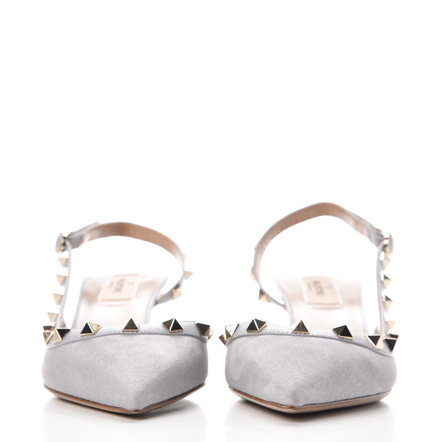 Suede Nappa Rockstud Half D'Orsay Slingback 50mm Pumps 36 Pastel Grey